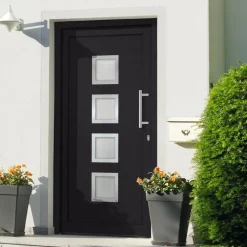 Matériaux De Construction-vidaXL Porte d'entrée Anthracite 88x200 cm extérieur anthracite / intérieur blanc