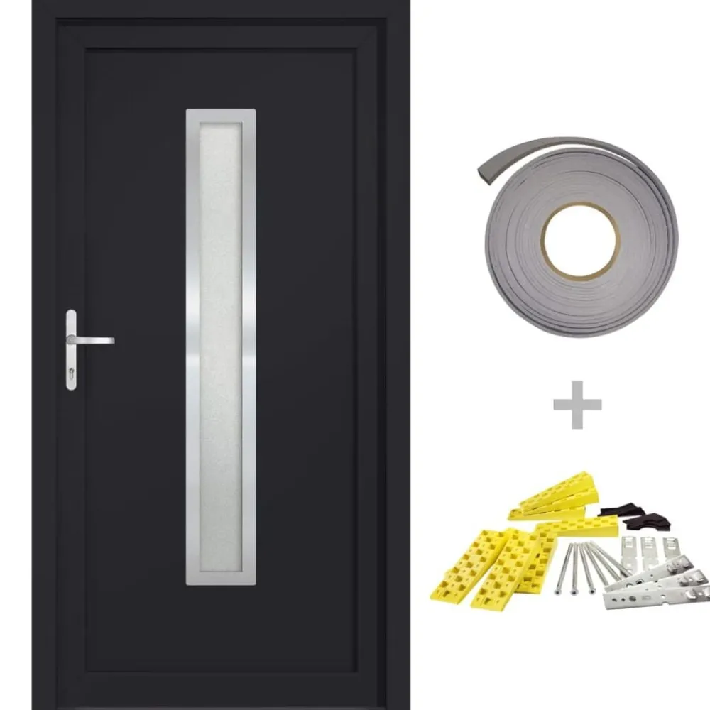 vidaXL Porte d'entrée anthracite 88x200 cm PVC