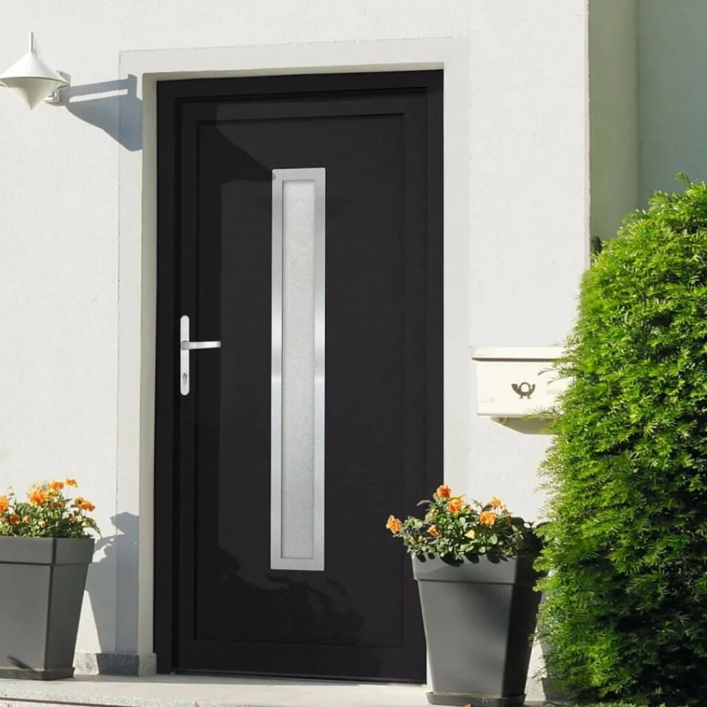 vidaXL Porte d'entrée anthracite 88x200 cm PVC