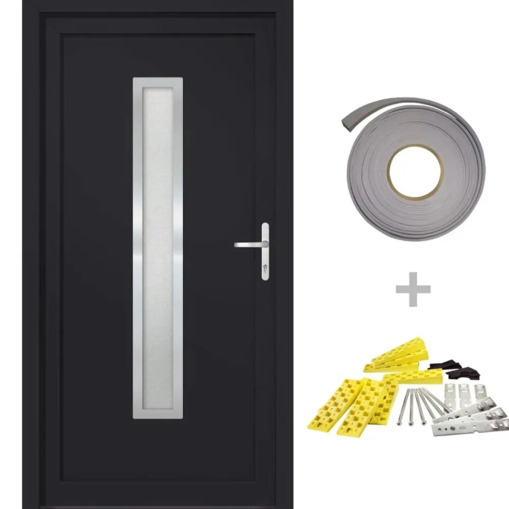 vidaXL Porte d'entrée anthracite 88x200 cm PVC
