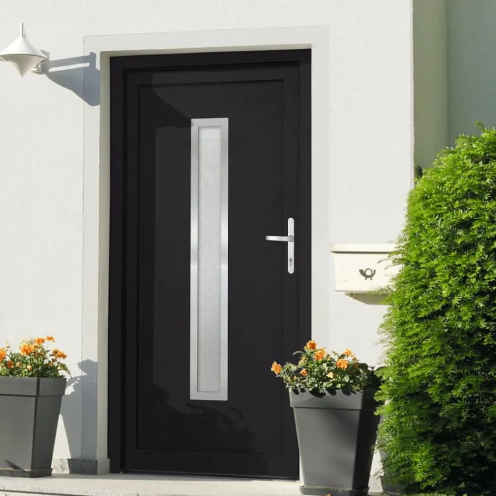 vidaXL Porte d'entrée anthracite 88x200 cm PVC