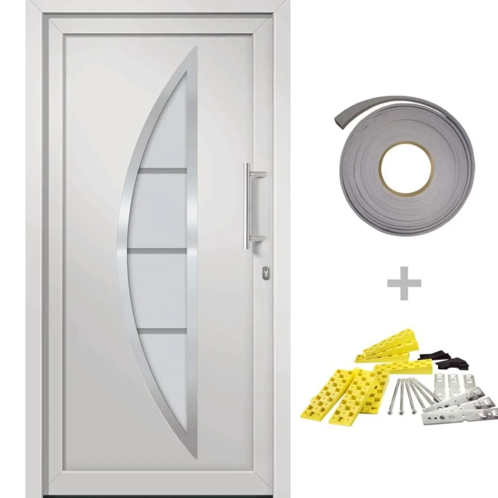 Matériaux De Construction-vidaXL Porte d'entrée Blanc 88x200 cm extérieur blanc / intérieur blanc