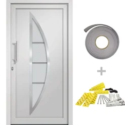 Matériaux De Construction-vidaXL Porte d'entrée Blanc 88x200 cm extérieur blanc / intérieur blanc