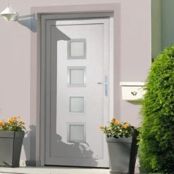 Matériaux De Construction-vidaXL Porte d'entrée Blanc 88x200 cm PVC extérieur blanc / intérieur blanc
