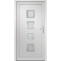 Matériaux De Construction-vidaXL Porte d'entrée Blanc 88x200 cm PVC extérieur blanc / intérieur blanc