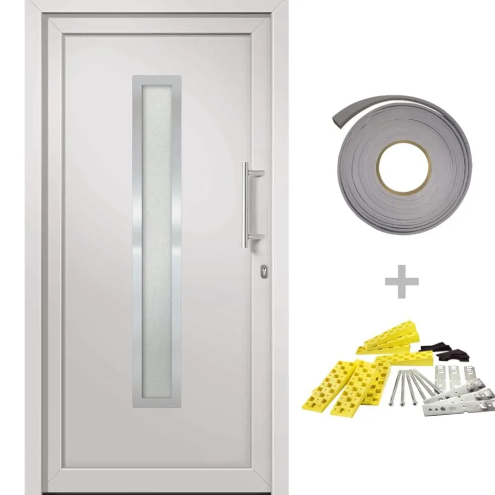 Matériaux De Construction-vidaXL Porte d'entrée Blanc 88x200 cm extérieur blanc / intérieur blanc