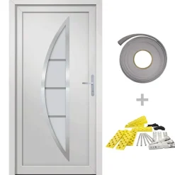 Matériaux De Construction-vidaXL Porte d'entrée Blanc 88x200 cm PVC extérieur blanc / intérieur blanc