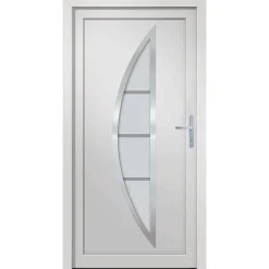 Matériaux De Construction-vidaXL Porte d'entrée Blanc 88x200 cm PVC extérieur blanc / intérieur blanc