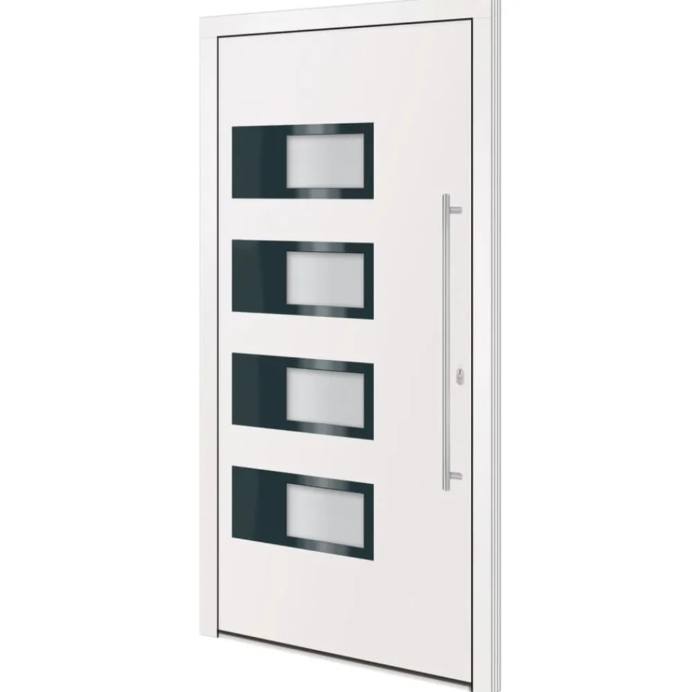 Matériaux De Construction-vidaXL Porte d'entrée 100x200 cm Aluminium et PVC Blanc