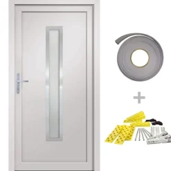 Matériaux De Construction-vidaXL Porte d'entrée Blanc 88x200 cm PVC extérieur blanc / intérieur blanc