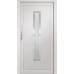 Matériaux De Construction-vidaXL Porte d'entrée Blanc 88x200 cm PVC extérieur blanc / intérieur blanc