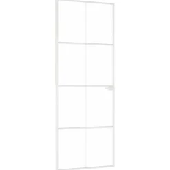Matériaux De Construction-vidaXL Porte d'intérieur Blanc 76x201,5 cm Trempé verre aluminium fin Blanc et transparent