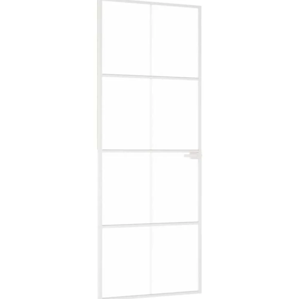 Matériaux De Construction-vidaXL Porte d'intérieur Blanc 76x201,5 cm Trempé verre aluminium fin Blanc et transparent