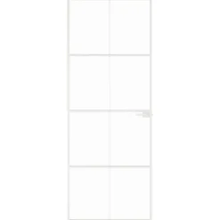 Matériaux De Construction-vidaXL Porte d'intérieur Blanc 76x201,5 cm Trempé verre aluminium fin Blanc et transparent