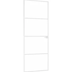 Matériaux De Construction-vidaXL Porte d'intérieur Blanc 76x201,5 cm Trempé verre aluminium fin Blanc et transparent