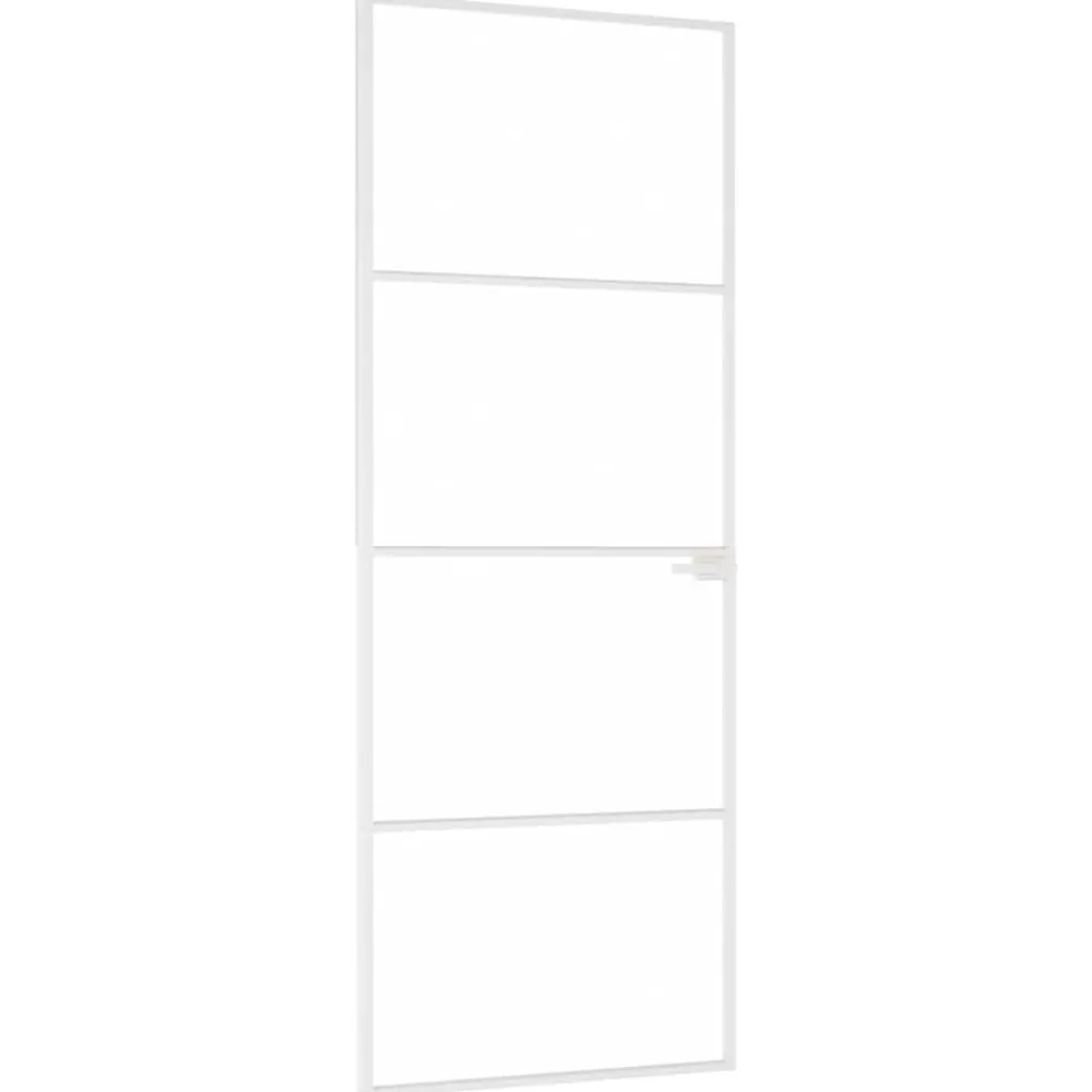 Matériaux De Construction-vidaXL Porte d'intérieur Blanc 76x201,5 cm Trempé verre aluminium fin Blanc et transparent