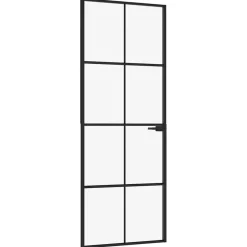 Matériaux De Construction-vidaXL Porte d'intérieur Noir 76x201,5 cm Trempé verre aluminium fin Noir et transparent