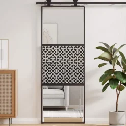 Matériaux De Construction-vidaXL Porte en verre Fretwork Noir 90 x 2 x 205 cm Aluminium