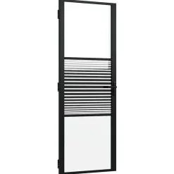 Matériaux De Construction-vidaXL Porte en verre Rayé 76 x 3.5 x 201.5 cm Aluminium Noir