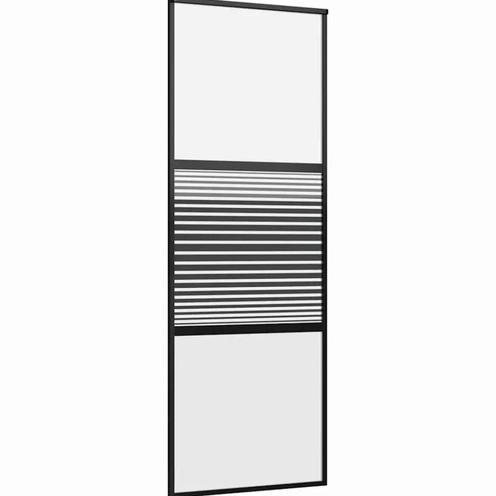 vidaXL Porte en verre Rayé Noir 90 x 2 x 205 cm Aluminium