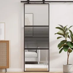 vidaXL Porte en verre Rayé Noir 90 x 2 x 205 cm Aluminium