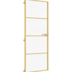 vidaXL Porte intérieure mince doré 76x201,5 cm verre trempé aluminium
