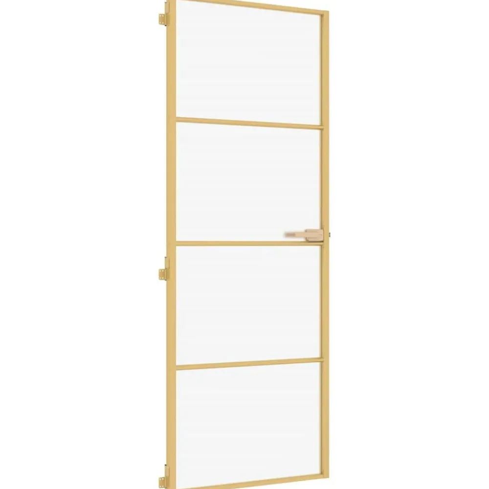 vidaXL Porte intérieure mince doré 76x201,5 cm verre trempé aluminium