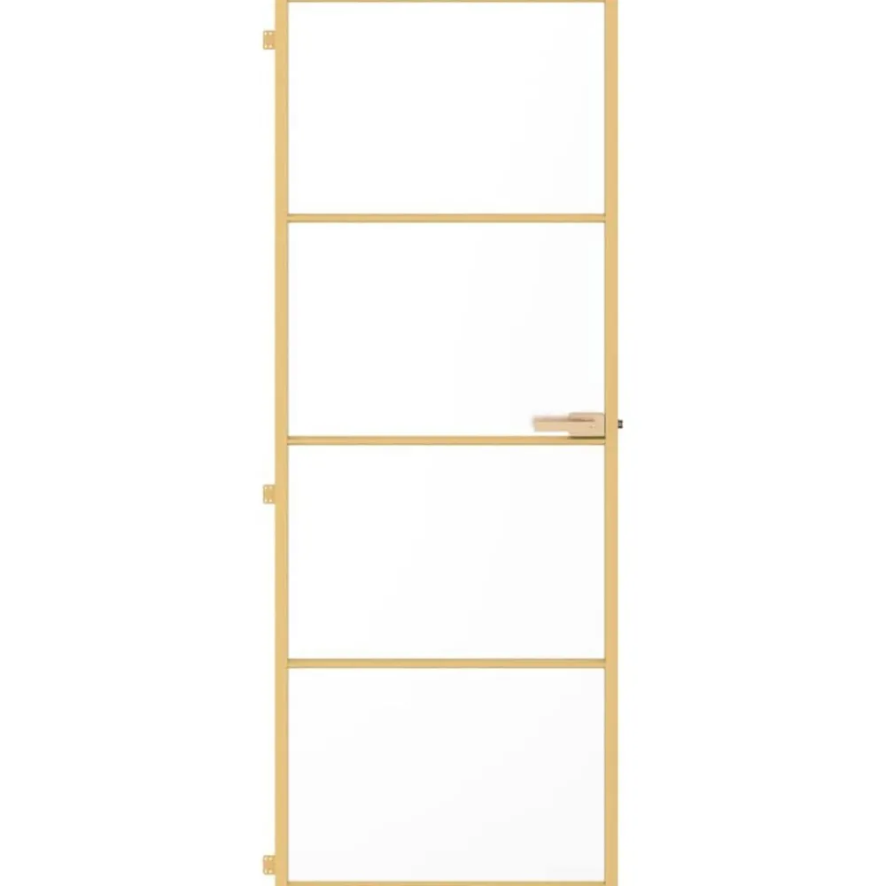vidaXL Porte intérieure mince doré 76x201,5 cm verre trempé aluminium