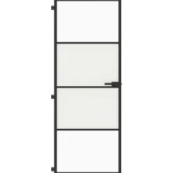 vidaXL Porte intérieure mince noir 76x201,5 cm verre trempé aluminium