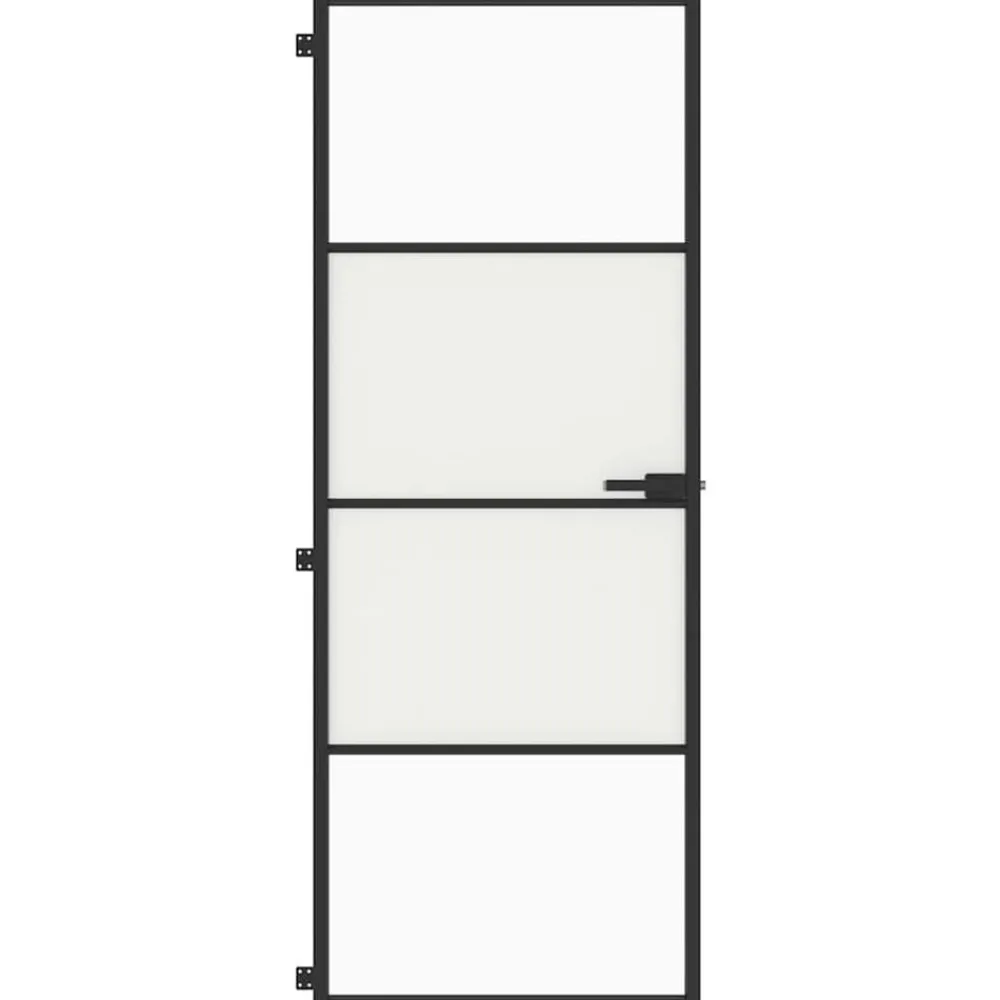 vidaXL Porte intérieure mince noir 76x201,5 cm verre trempé aluminium