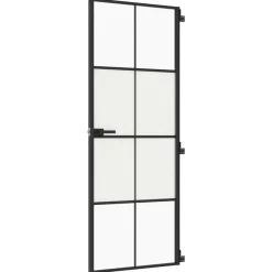 vidaXL Porte intérieure mince noir 76x201,5 cm verre trempé aluminium