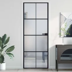 vidaXL Porte intérieure mince noir 76x201,5 cm verre trempé aluminium