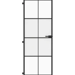 vidaXL Porte intérieure mince noir 76x201,5 cm verre trempé aluminium