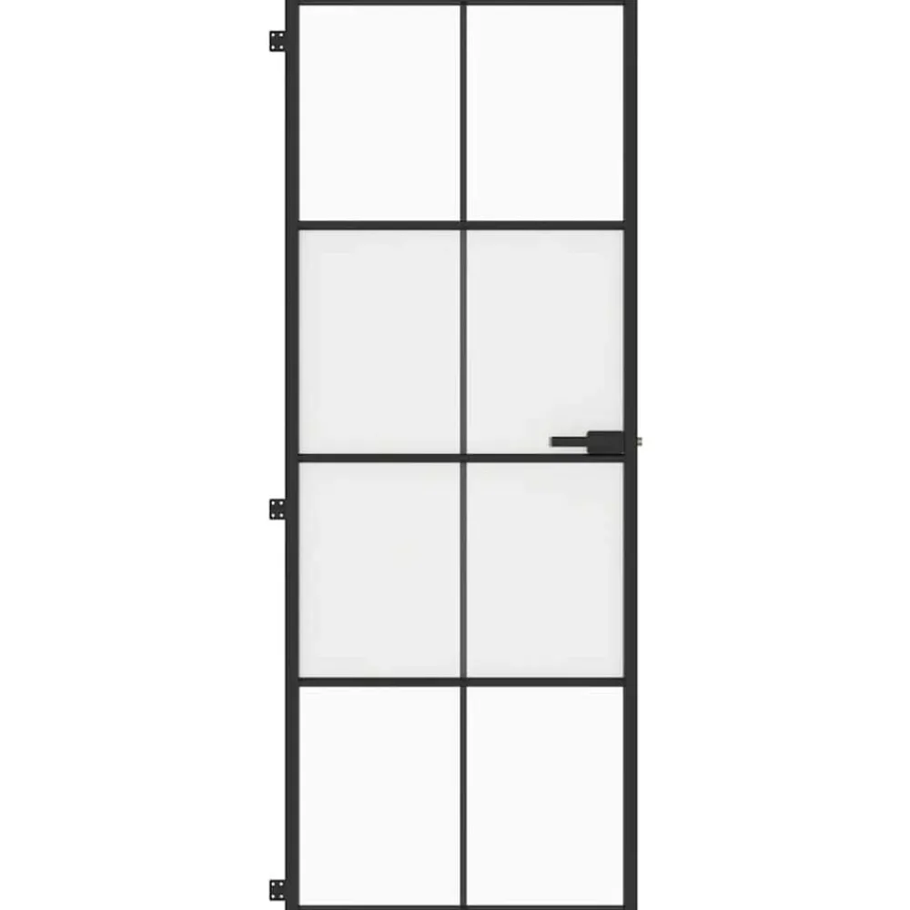 vidaXL Porte intérieure mince noir 76x201,5 cm verre trempé aluminium