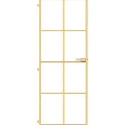 Matériaux De Construction-vidaXL Porte intérieure mince doré 76x201,5 cm verre trempé aluminium Doré et transparent