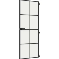 vidaXL Porte intérieure mince noir 76x201,5 cm verre trempé aluminium