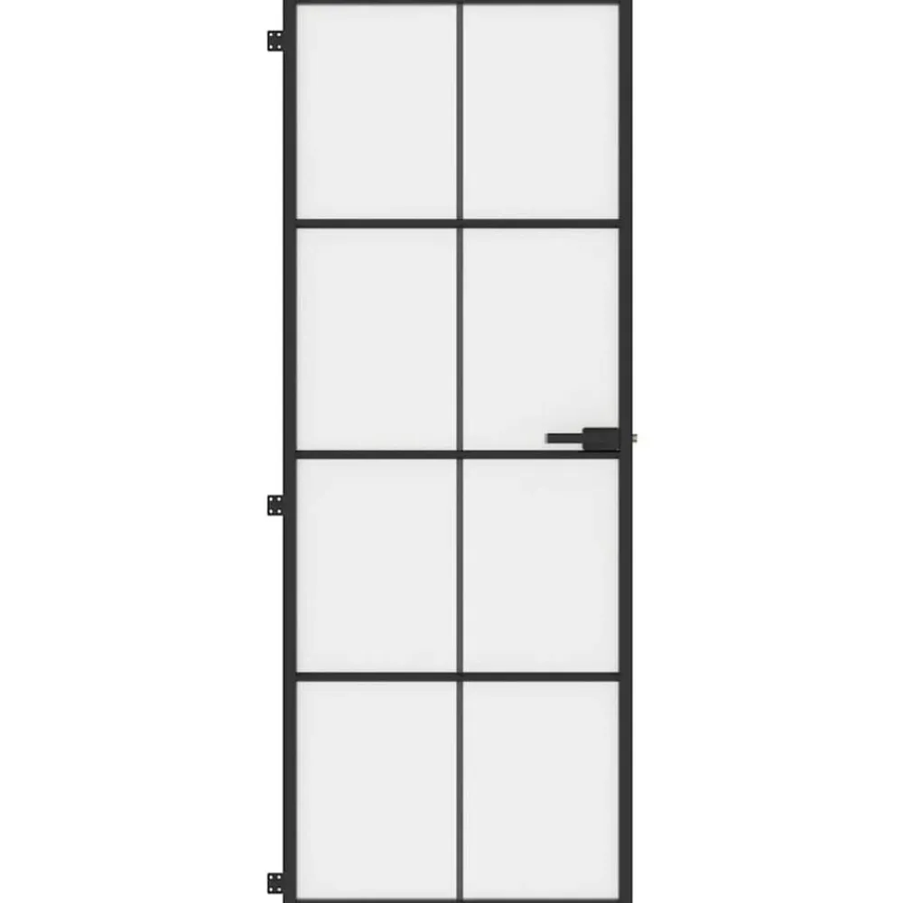 vidaXL Porte intérieure mince noir 76x201,5 cm verre trempé aluminium
