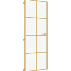 vidaXL Porte intérieure mince doré 76x201,5 cm verre trempé aluminium
