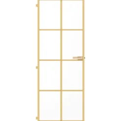 vidaXL Porte intérieure mince doré 76x201,5 cm verre trempé aluminium