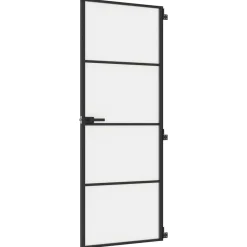 Matériaux De Construction-vidaXL Porte intérieure mince noir 76x201,5 cm verre trempé aluminium Noir et mat