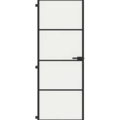 Matériaux De Construction-vidaXL Porte intérieure mince noir 76x201,5 cm verre trempé aluminium Noir et mat