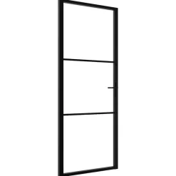 Matériaux De Construction-vidaXL Porte intérieure Verre ESG et aluminium 76x201,5 cm Noir Noir et transparent