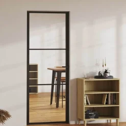 Matériaux De Construction-vidaXL Porte intérieure Verre ESG et aluminium 76x201,5 cm Noir Noir et transparent