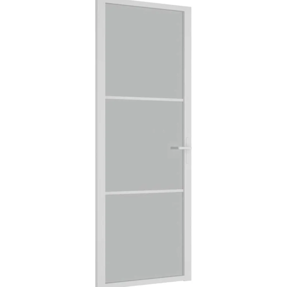 vidaXL Porte intérieure 76x201,5 cm Blanc Verre mat et aluminium