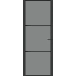 Matériaux De Construction-vidaXL Porte intérieure 76x201,5 cm Noir Verre ESG et aluminium Noir et transparent foncé