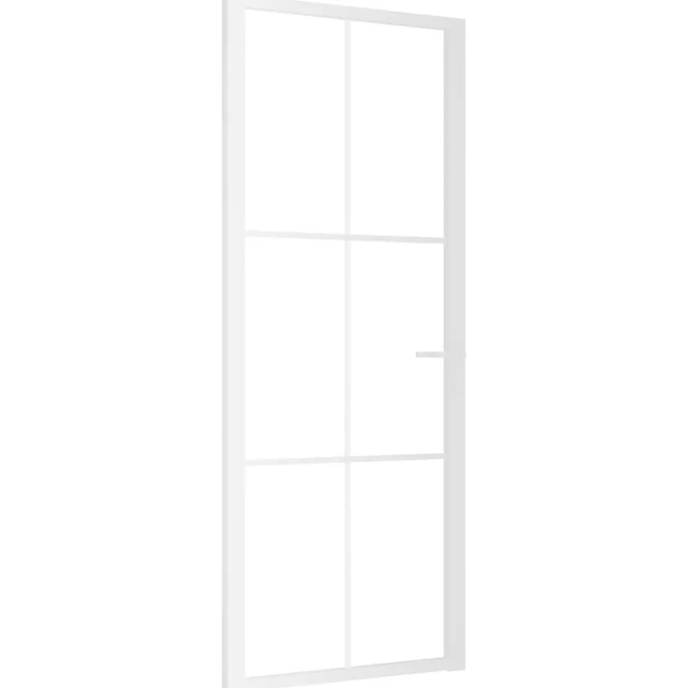 Matériaux De Construction-vidaXL Porte intérieure 83x201,5 cm Blanc Verre ESG et aluminium Blanc et transparent