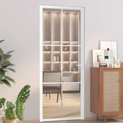 Matériaux De Construction-vidaXL Porte intérieure 83x201,5 cm Blanc Verre ESG et aluminium Blanc et transparent