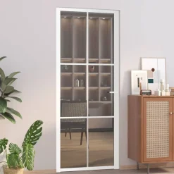 vidaXL Porte intérieure 83x201,5 cm Blanc Verre ESG et aluminium