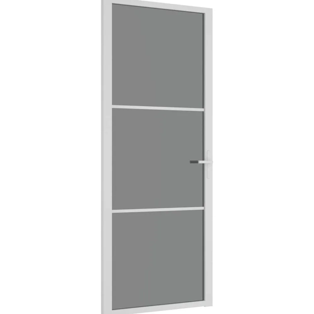 vidaXL Porte intérieure 83x201,5 cm Blanc Verre ESG et aluminium