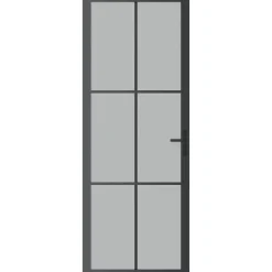 Matériaux De Construction-vidaXL Porte intérieure 76x201,5 cm Noir Verre mat et aluminium Noir et givre